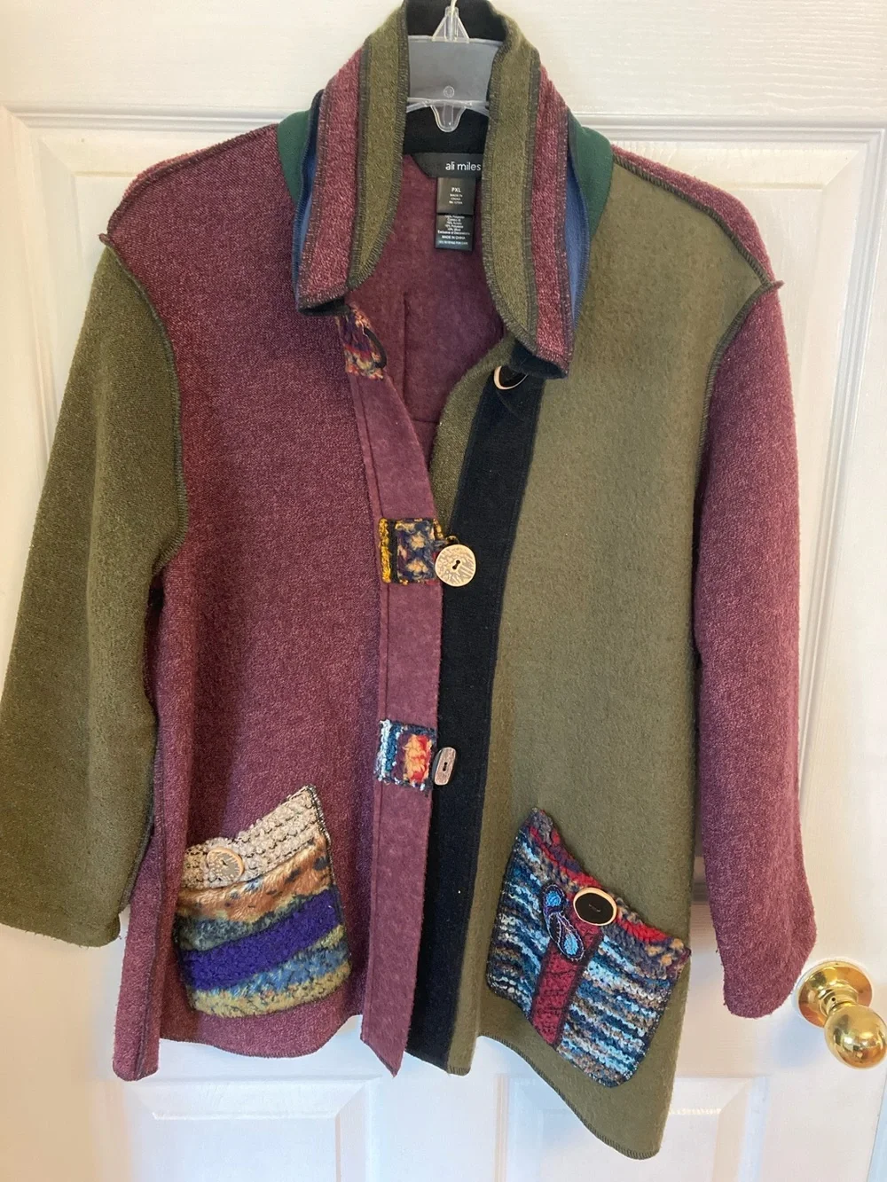 Bohemian Patchwork Jacket - Olive & Burgundy by Ali Miles
